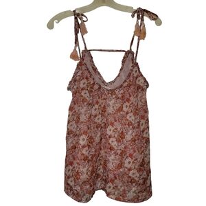 Volcom "Canyon Call" Floral Swing Tank Top Pink, Orange, White Size XS